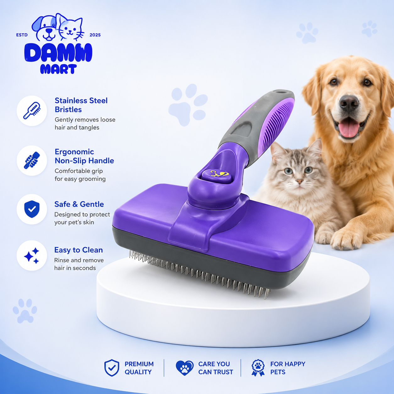 Self-Cleaning Slicker Brush