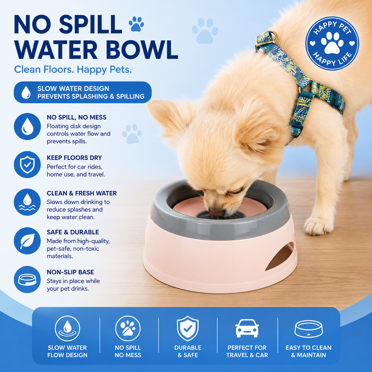 Anti-Spill Dog Travel Water Bowl