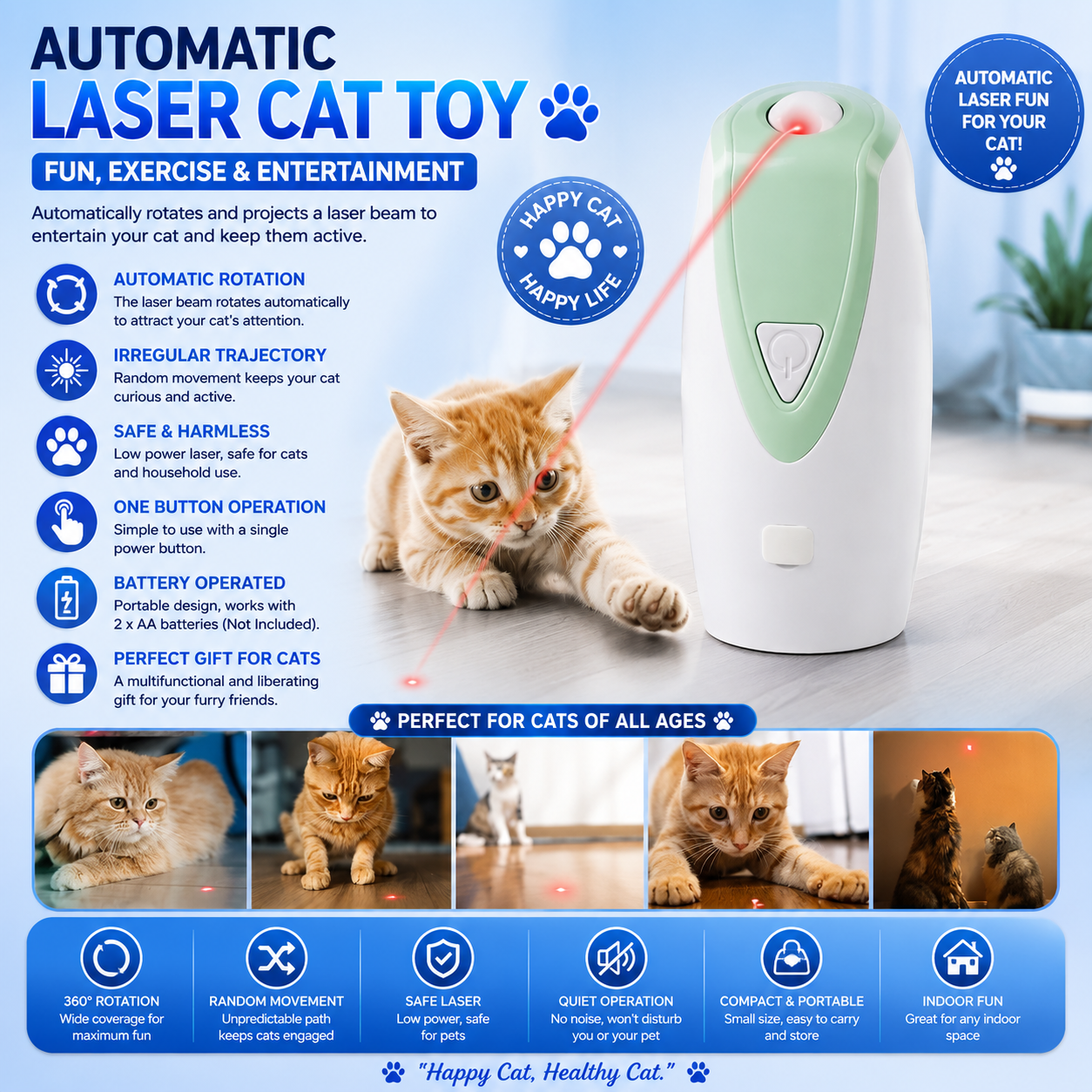 Led Smart Laser Cat Toy Usb Charging