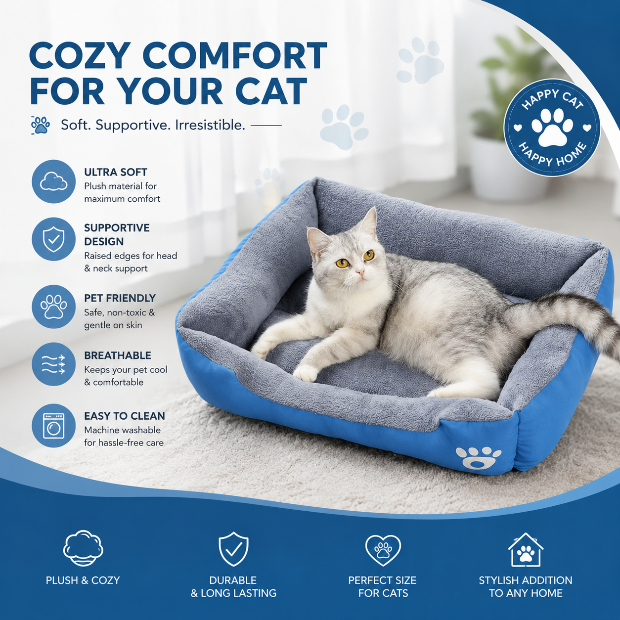 Soft Rectangular Pet Bed Ⓢ