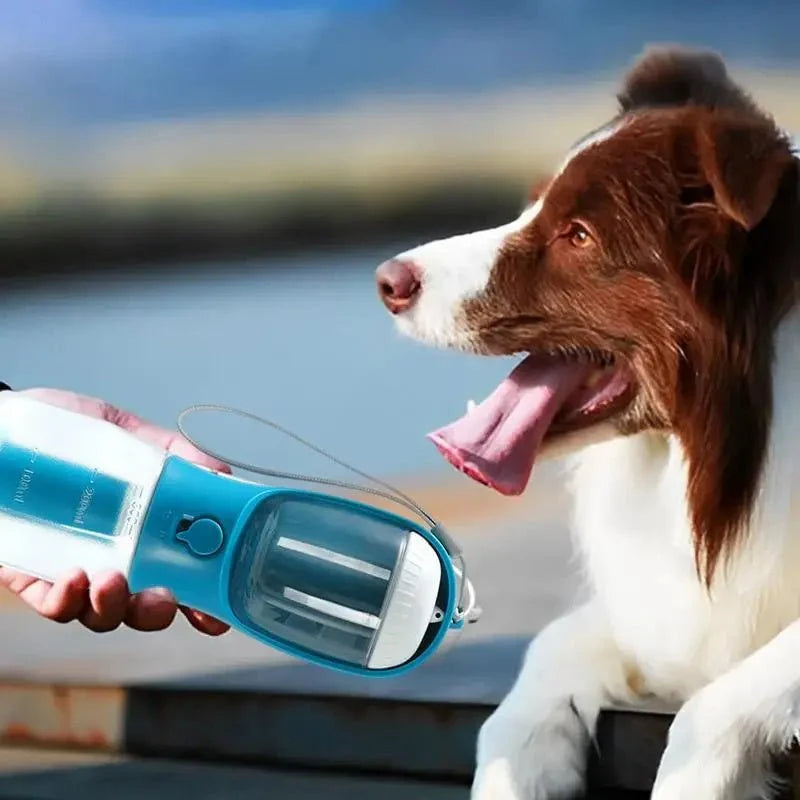 Pet Water Bottle with Food & Bag Holder
